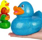 Giant Glitter Rubber Duck Toy with Sound Assortment Duckies for Kids, Bath Birthday Gifts Baby Showers Summer Beach and Pool Activity, 6" (3-Pack)#NationalRubberDuckyDay