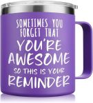 NOWWISH Inspirational Gift for Women - You're Awesome Coffee Mug - Birthday, Thank You Gifts, Show love to Mom, Wife with this Funny Present. Purple#NationalHuggingDay